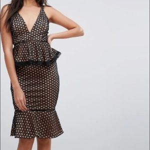 MISSGUIDED PEPLUM LACE MIDI DRESS *SOLD OUT*